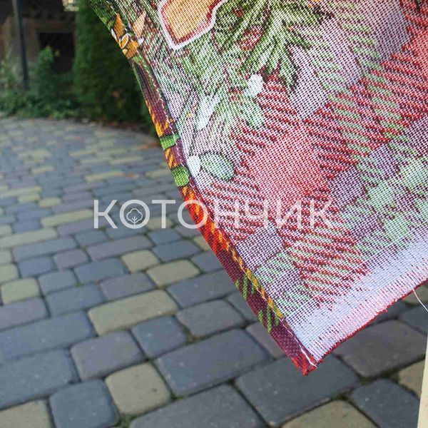 Новорічна скатертина з рогожки "Св'ятковий настрій", 110х150см 1560 фото КОТОНЧИК