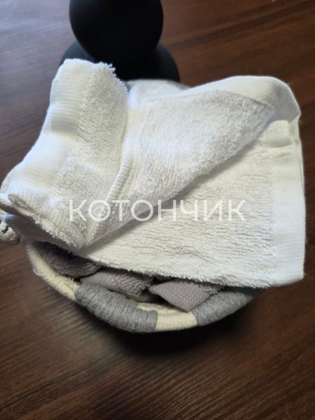 Набір махрових серветок 6штук 30х30см у плетеному кошику 2981 фото КОТОНЧИК