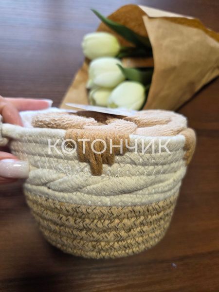 Набір махрових серветок 6штук 30х30см у плетеному кошику 2981 фото КОТОНЧИК