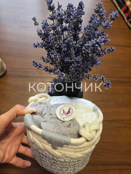 Набір махрових серветок 6штук 30х30см у плетеному кошику 2981 фото КОТОНЧИК