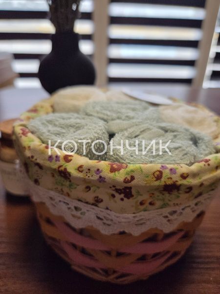 Набір махрових серветок 6штук 30х30см у плетеному кошику 2982 фото КОТОНЧИК