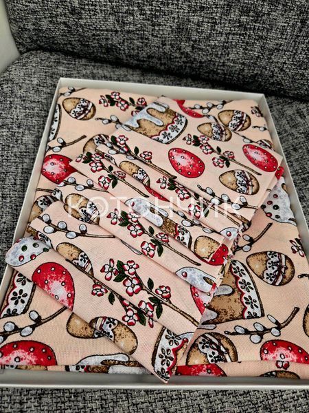 Подарочный набор скатерть 110х150см+полотенца 4 штуки 35х70см "Крашанка" 2705 фото КОТОНЧИК