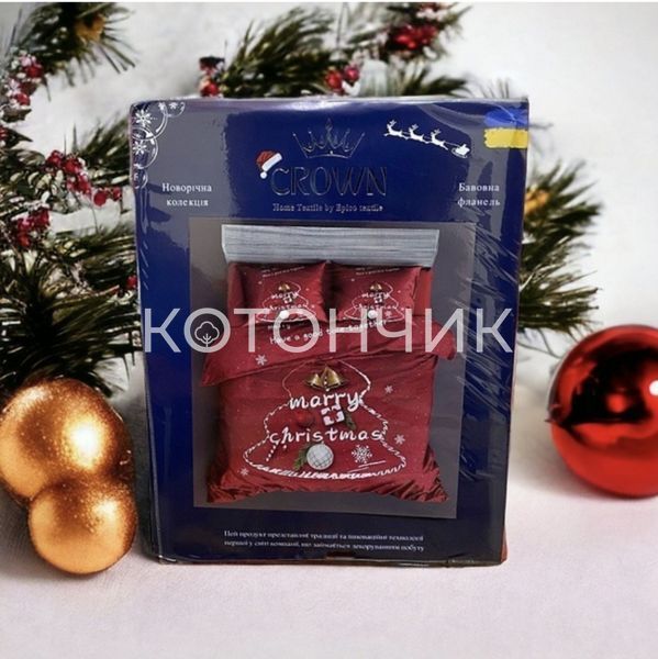 Новорічна фланелева постільна білизна Crown, 200х220см 1562 фото КОТОНЧИК
