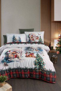 Новорічна постільна білизна First Choice 3D Satin 200&times;220 3172 фото КОТОНЧИК