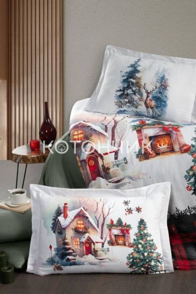 Новорічна постільна білизна First Choice 3D Satin 200&times;220 3172 фото КОТОНЧИК