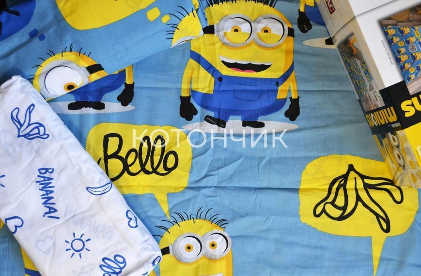 Постільна білизна TAC Disney 160&times;220 см Minions Bananas 1512 фото КОТОНЧИК