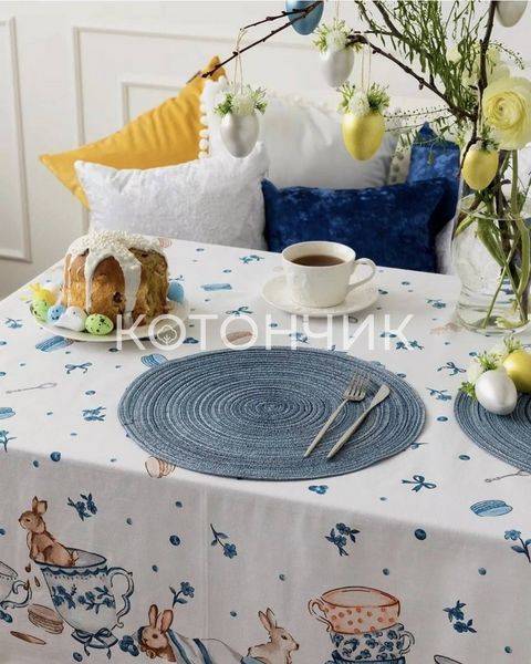 Льняна скатертина Кролик 110х150см 1391 фото КОТОНЧИК