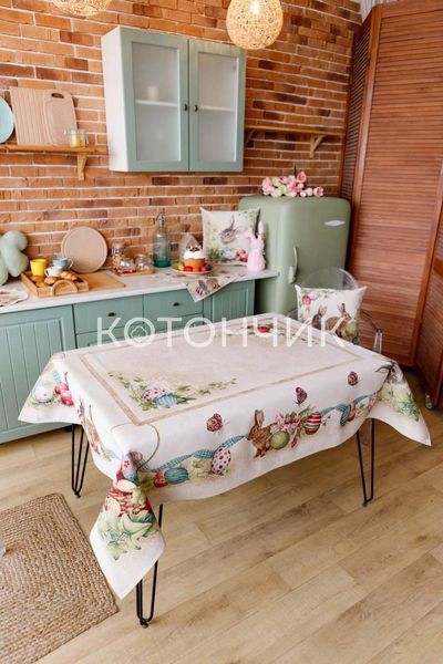 Пасхальна гобеленова скатертина на стіл Веснянка 135x240 см 1772 фото КОТОНЧИК