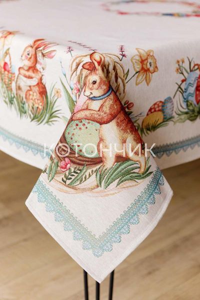 Пасхальна гобеленова скатертина на стіл Веснянка 135x240 см 1772 фото КОТОНЧИК