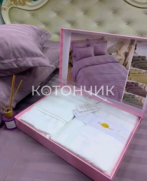Постельного белья  Laura Grand Евро Страйп Сатин  3176 фото КОТОНЧИК