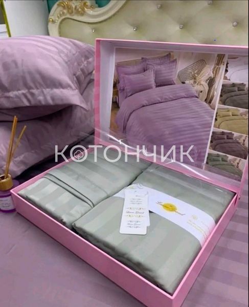 Постельного белья  Laura Grand Евро Страйп Сатин  3176 фото КОТОНЧИК