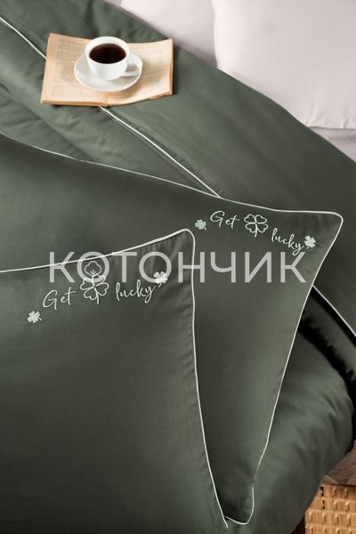 Постельное белье First Choice Deluxe Satin Dark Series Timeless Dark Green 0097 фото КОТОНЧИК