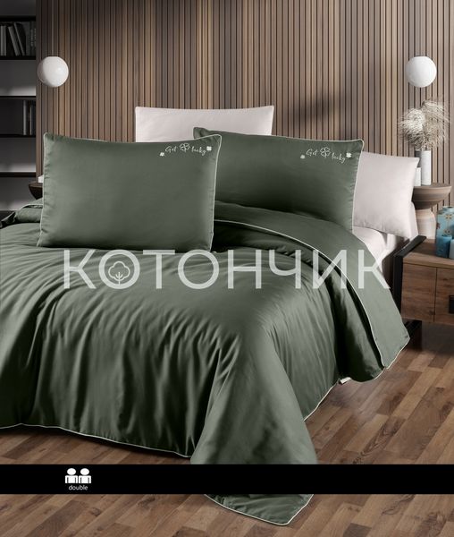 Постільна білизна First Choice Deluxe Satin Dark Series Timeless Dark Green 0097 фото КОТОНЧИК