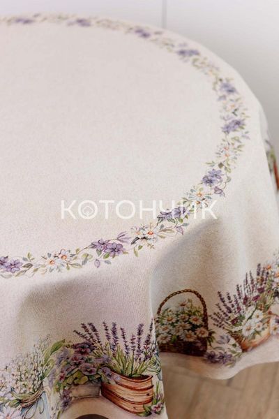 Кругла гобеленова скатертина на стіл Provence d136см 1777 фото КОТОНЧИК