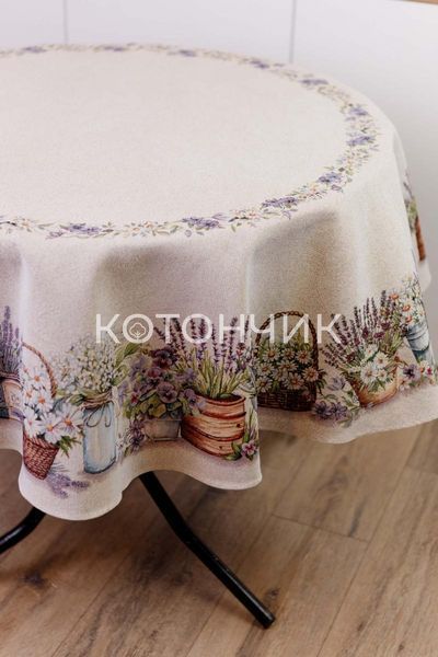 Кругла гобеленова скатертина на стіл Provence d136см 1777 фото КОТОНЧИК