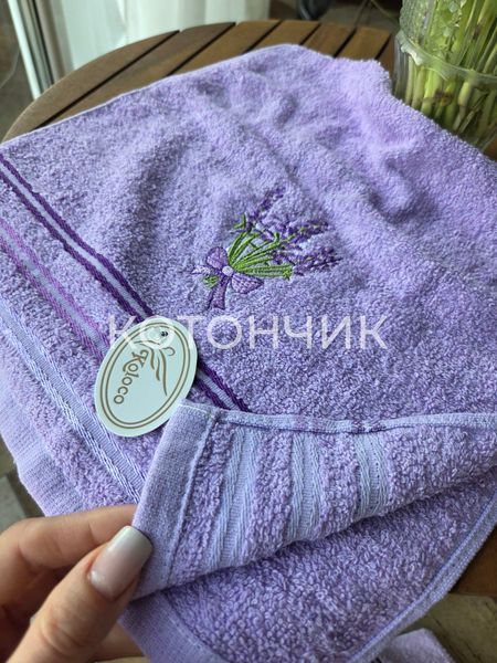 Набор махровых полотенец 3 штуки в коробке 35х75 см Лаванда 2693 фото КОТОНЧИК