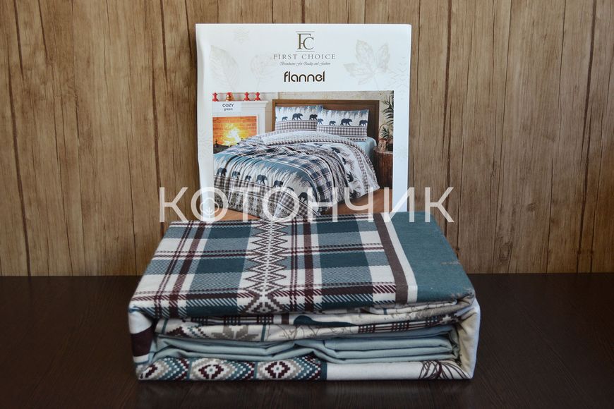 Постільна білизна First Choice Flanel Cozy Green 0123 фото КОТОНЧИК