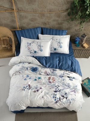 Постільна білизна La Romano Premium Satin Floral Blue 0292 фото КОТОНЧИК