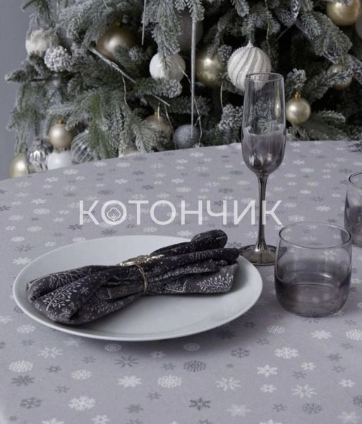 Новорічна скатертина з рогожки "Зима", 110х150см 0691 фото КОТОНЧИК