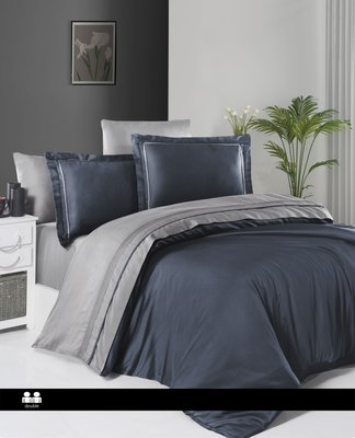 Постільна білизна First Choice Deluxe Satin Dark Series Serenity Denim & Grey 0105 фото КОТОНЧИК