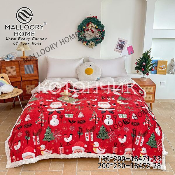 Новорічна підковдра на овчині 150х200см Malloory Home 18471 3197 фото КОТОНЧИК