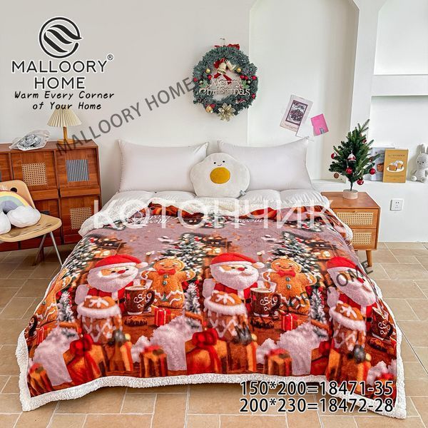 Новорічна підковдра на овчині 200х230см Malloory Home 18472 3198 фото КОТОНЧИК