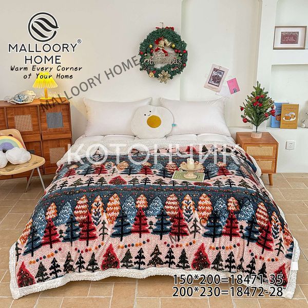 Новорічна підковдра на овчині 200х230см Malloory Home 18472 3198 фото КОТОНЧИК