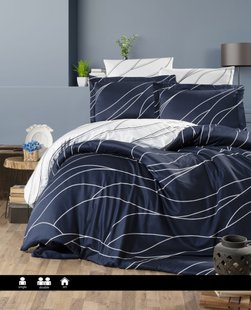 Постільна білизна First Choice Cotton Satin Mesi Navy Blue 0347 фото КОТОНЧИК