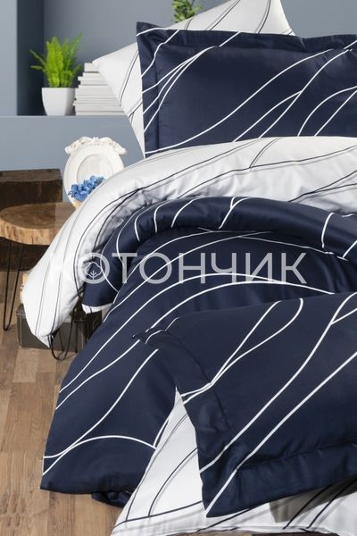 Постельное белье First Choice Cotton Satin Mesi Navy Blue 0347 фото КОТОНЧИК