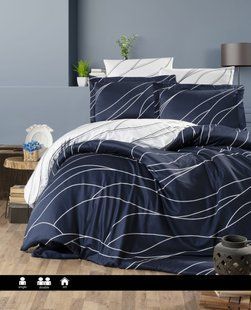 First Choice Cotton Satin bedding Mesi Navy Blue 0349 фото КОТОНЧИК