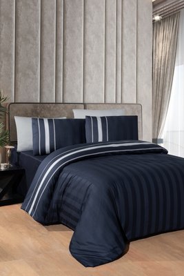 Постільна білизна First Choice Deluxe Satin Dark Series Artwel Navy Blue 0109 фото КОТОНЧИК