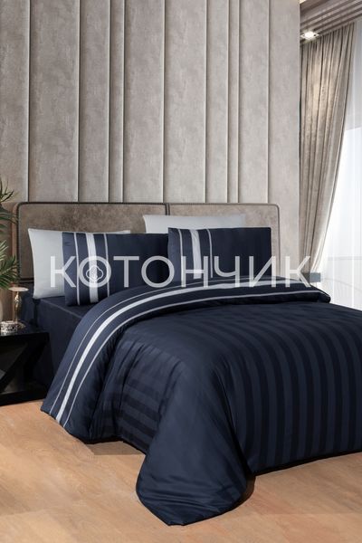 Постельное белье First Choice Deluxe Satin Dark Series Artwel Navy Blue 0109 фото КОТОНЧИК