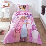 Постельное белье TAC Disney 160×220 см Barbie Pink Power 1371 фото КОТОНЧИК