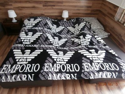 Плед из микрофибры Велсофт Emporio Armani, 150х220см 1236 фото КОТОНЧИК