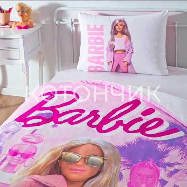 Постельное белье TAC Disney 160×220 см Barbie Pink Power 1371 фото КОТОНЧИК