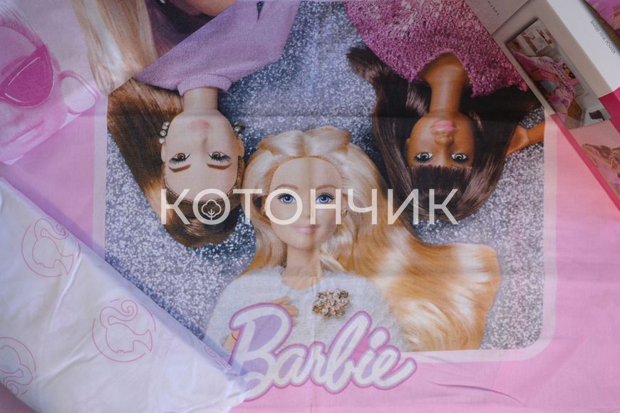 Постільна білизна TAC Disney 160×220 см Barbie Pink Power 1371 фото КОТОНЧИК