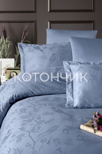 Постільна білизна First Choice Satin Jacquard Stesha Dusty Blue 0254 фото КОТОНЧИК