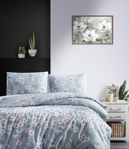 Постільна білизна з простинею на резинці Homesko NEVADA BLUE євро