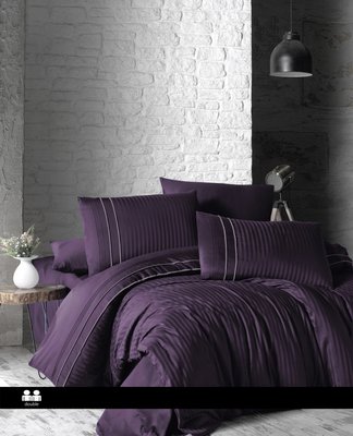 Постільна білизна First Choice Deluxe Satin Dark Series Stripe Style Purple 0114 фото КОТОНЧИК