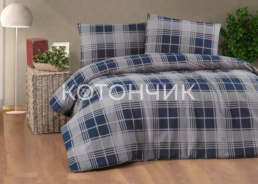 Постельное белье фланель Cotton Colection Cizgi Blue, 200x220 0554 фото КОТОНЧИК