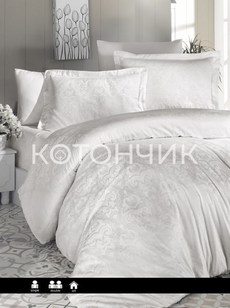 Постільна білизна First Choice Satin Jacquard Sofya Cream 0256 фото КОТОНЧИК