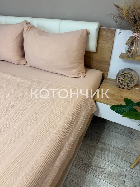 Літня постільна білизна з вафельним пледом та простирадлом на резинці Modalita, Туреччина 1099 фото КОТОНЧИК