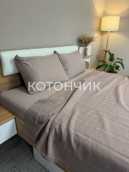Літня постільна білизна з вафельним пледом та простирадлом на резинці Modalita, Туреччина 1099 фото КОТОНЧИК