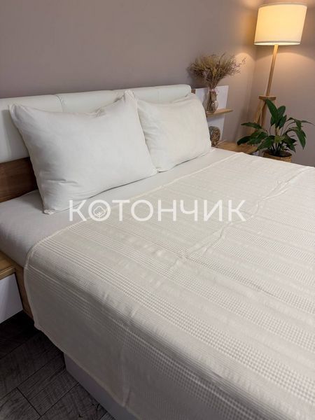 Літня постільна білизна з вафельним пледом та простирадлом на резинці Modalita, Туреччина 1099 фото КОТОНЧИК