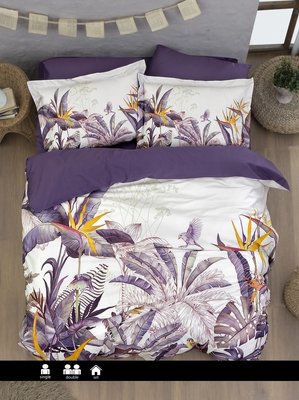 Постельное белье First Choice 3D Satin 200×220 Palm Garden Purple 0309 фото КОТОНЧИК