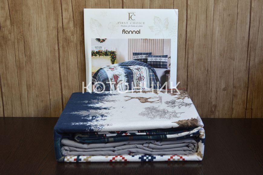 Постільна білизна First Choice Flanel Nature Navy Blue 0119 фото КОТОНЧИК