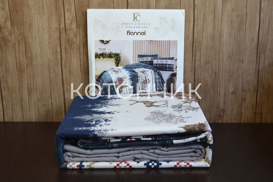 Постільна білизна First Choice Flanel Nature Navy Blue 0119 фото КОТОНЧИК