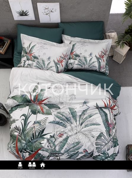 Постельное белье First Choice 3D Satin 200×220 Palm Garden Oil Green 0310 фото КОТОНЧИК