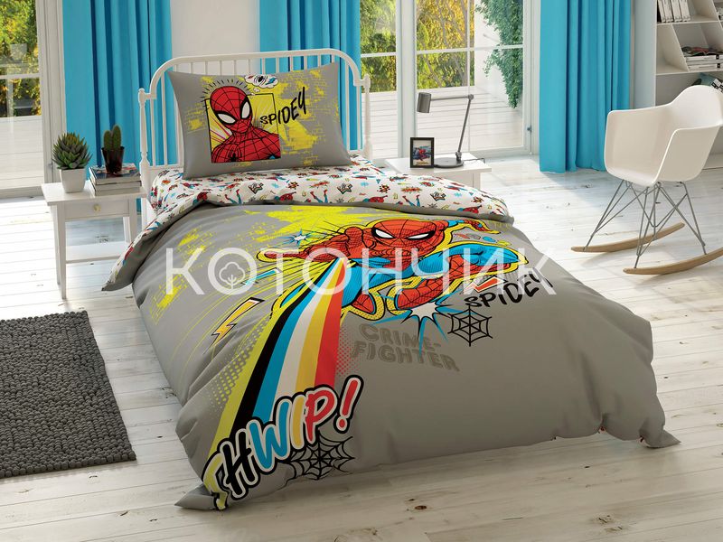 Постельное белье TAC Disney 160×220 см Spiderman Powder 1506 фото КОТОНЧИК