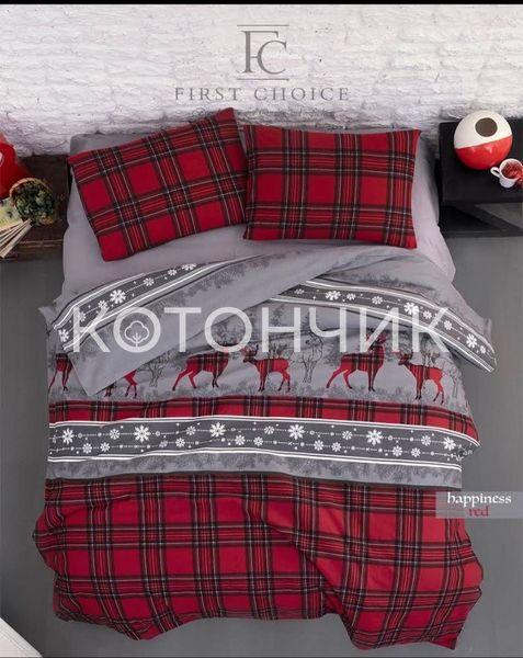 Постільна білизна First Choice Flanel Happiness Red 0127 фото КОТОНЧИК